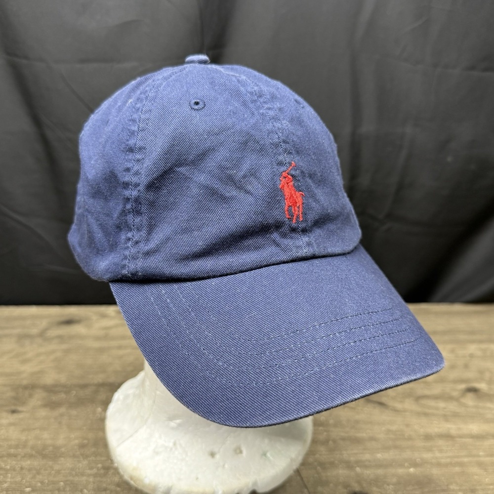Polo Ralph Lauren Hat Navy Blue Red Pony Logo Cotton Adjustable Dad Cap Womens